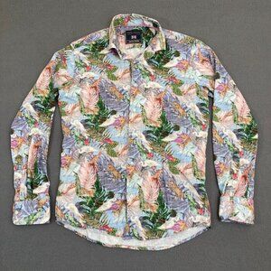 Guide London African Safari Floral‎ Print Shirt Men's Size Small Button Colorful